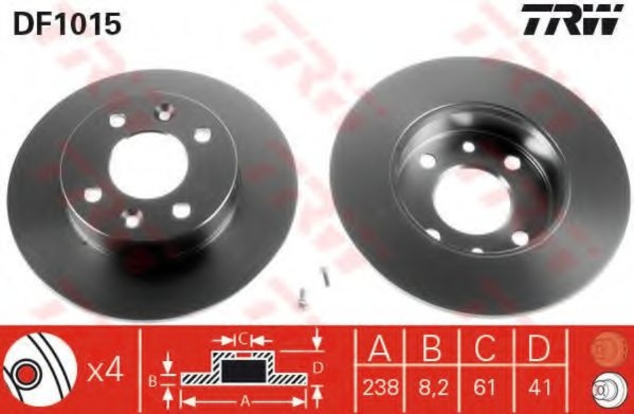 Disc frana RENAULT TWINGO I (C06) (1993 - 2012) TRW DF1015 piesa NOUA