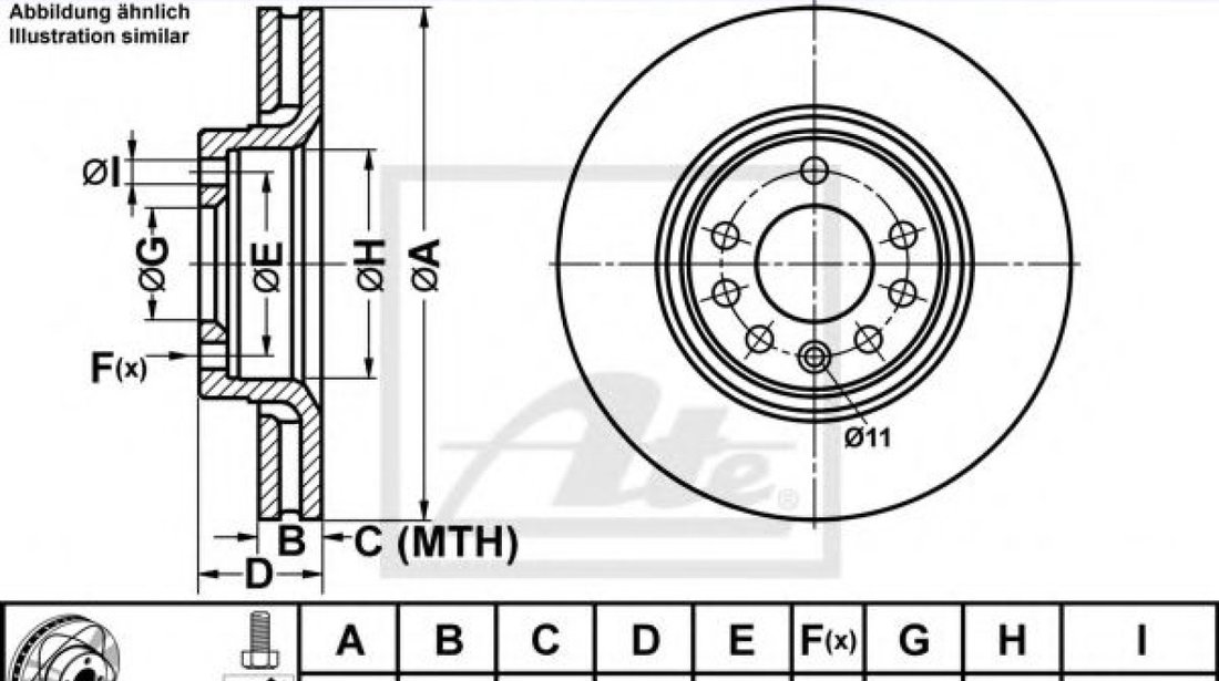 Disc frana SAAB 9-3 Combi (YS3F) (2005 - 2016) ATE 24.0328-0137.1 piesa NOUA