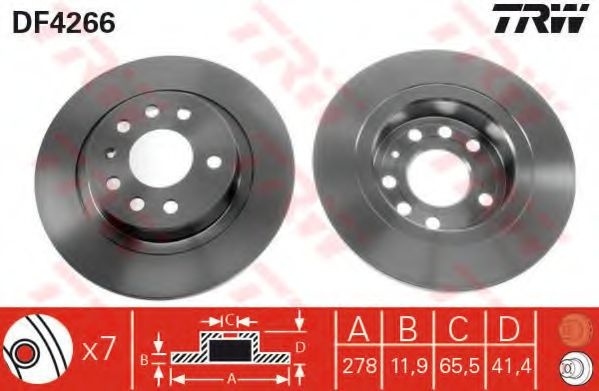 Disc frana SAAB 9-3 (YS3F) (2002 - 2016) TRW DF4266 piesa NOUA