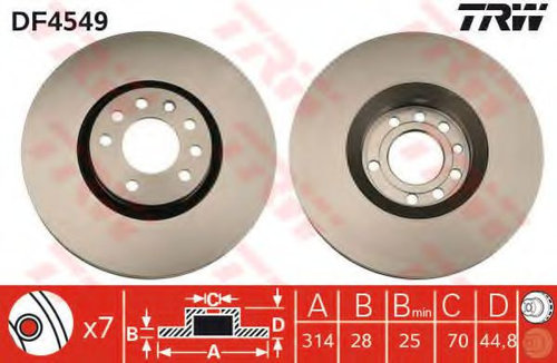 Disc frana SAAB 9-3 (YS3F) (2002 - 2016) TRW DF4549 piesa NOUA