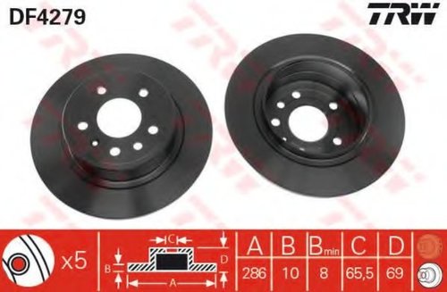 Disc frana SAAB 9-5 (YS3E) (1997 - 2009) TRW DF4279 piesa NOUA