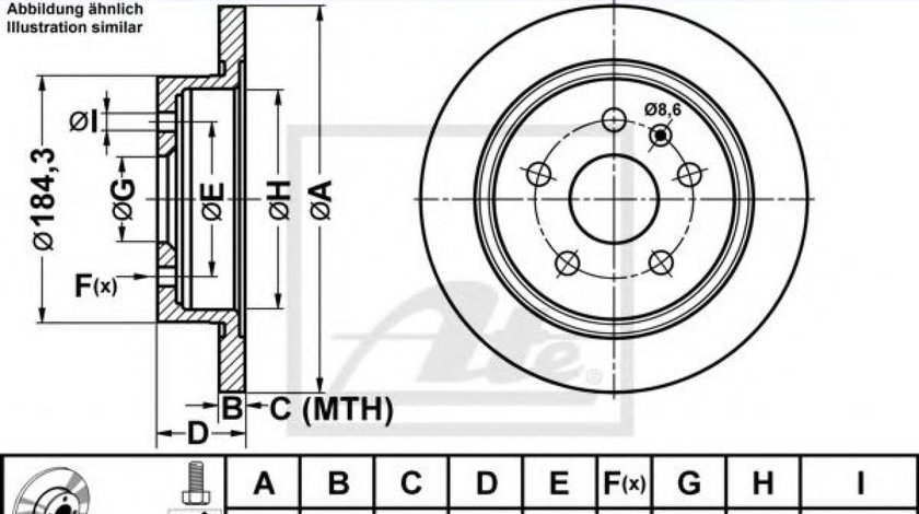 Disc frana SAAB 9-5 (YS3G) (2010 - 2012) ATE 24.0112-0187.1 piesa NOUA