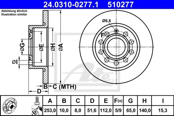 Disc frana SEAT ALTEA XL (5P5, 5P8) (2006 - 2016) ATE 24.0310-0277.1 piesa NOUA