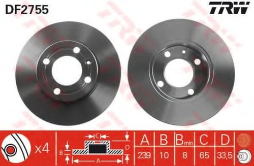 Disc frana SEAT AROSA (6H) (1997 - 2004) TRW DF2755 piesa NOUA