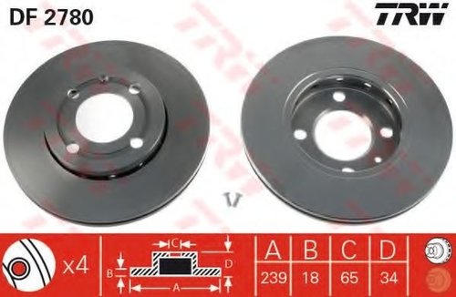 Disc frana SEAT AROSA (6H) (1997 - 2004) TRW DF2780 piesa NOUA