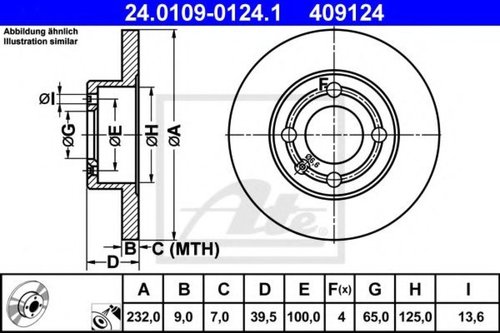 Disc frana SEAT CORDOBA (6K1, 6K2) (1993 - 1999) ATE 24.0109-0124.1 piesa NOUA