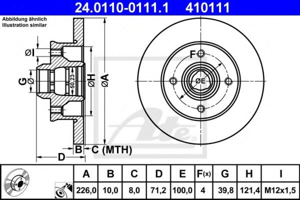 Disc frana SEAT CORDOBA Vario (6K5) (1996 - 1999) ATE 24.0110-0111.1 piesa NOUA