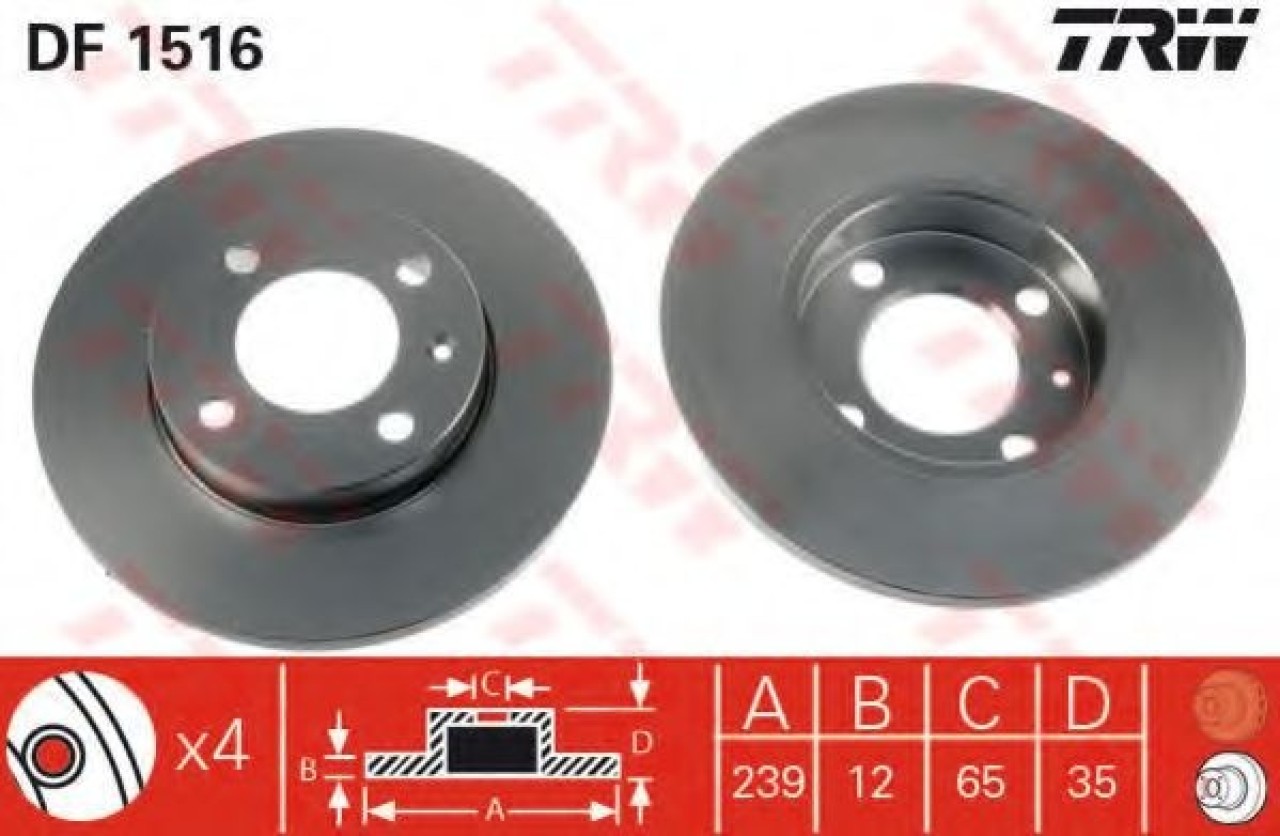 Disc frana SEAT CORDOBA Vario (6K5) (1996 - 1999) TRW DF1516 piesa NOUA