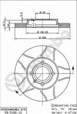 Disc frana SEAT CORDOBA Vario (6K5) (1996 - 1999) BREMBO 09.5166.75 piesa NOUA