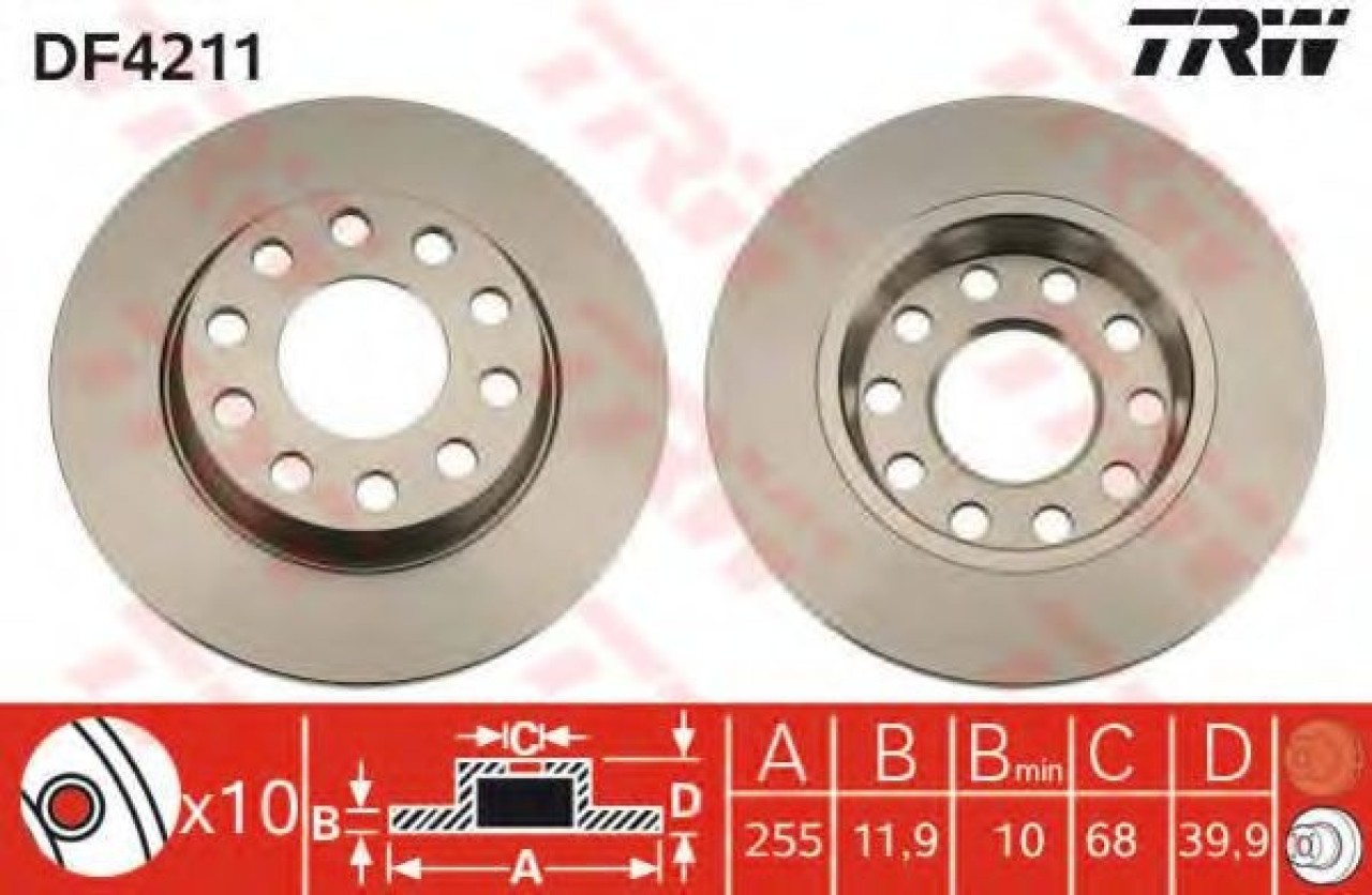 Disc frana SEAT EXEO (3R2) (2008 - 2016) TRW DF4211 piesa NOUA