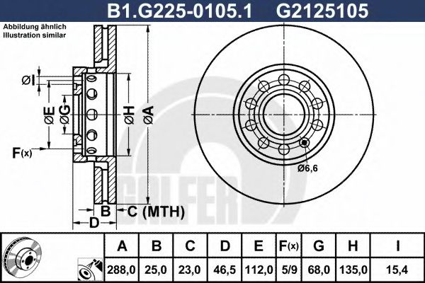 Disc frana SEAT EXEO ST (3R5) (2009 - 2016) GALFER B1.G225-0105.1 piesa NOUA