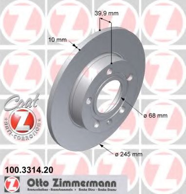 Disc frana SEAT EXEO ST (3R5) (2009 - 2016) ZIMMERMANN 100.3314.20 piesa NOUA