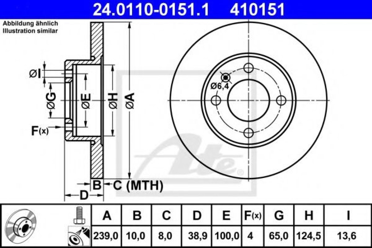 Disc frana SEAT IBIZA III (6K1) (1999 - 2002) ATE 24.0110-0151.1 piesa NOUA