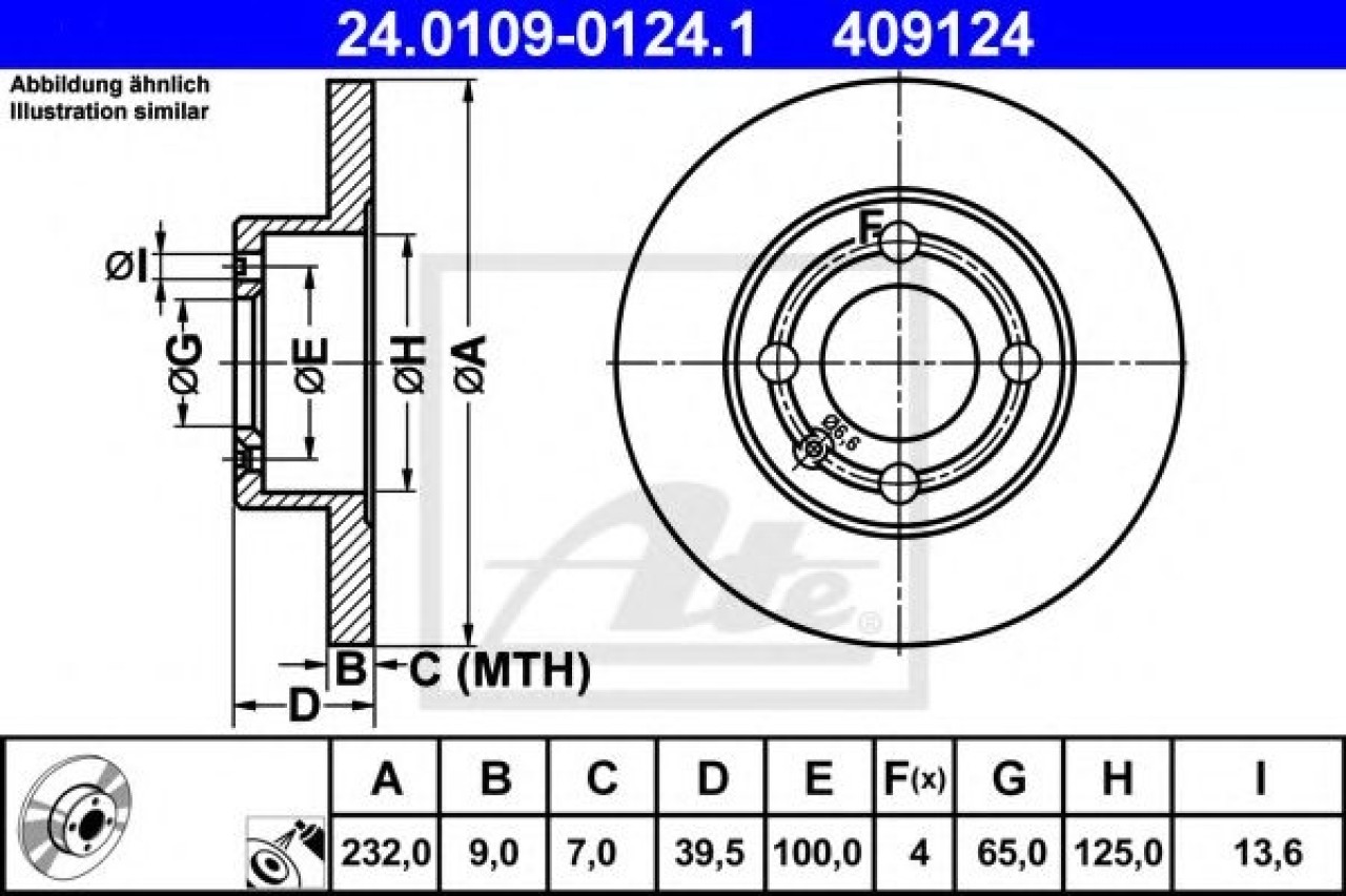 Disc frana SEAT IBIZA III (6K1) (1999 - 2002) ATE 24.0109-0124.1 piesa NOUA