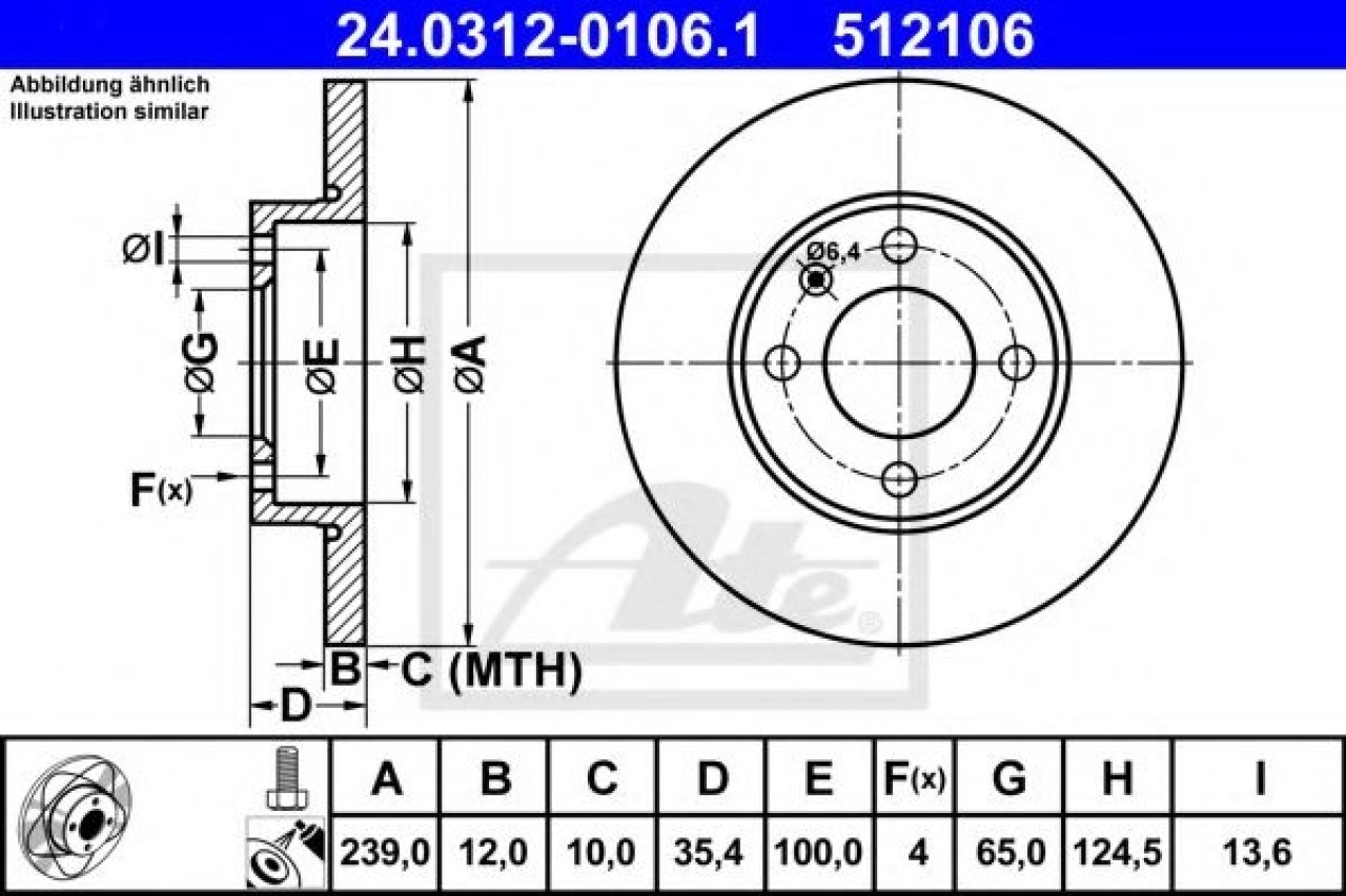 Disc frana SEAT IBIZA III (6K1) (1999 - 2002) ATE 24.0312-0106.1 piesa NOUA