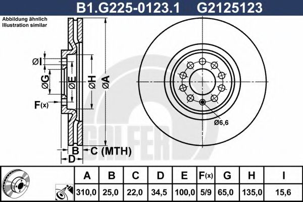 Disc frana SEAT IBIZA IV (6L1) (2002 - 2009) GALFER B1.G225-0123.1 piesa NOUA