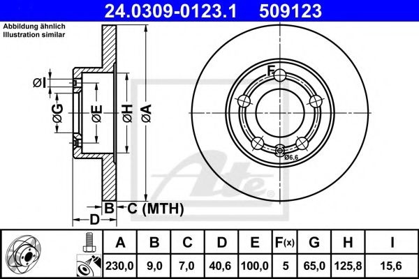 Disc frana SEAT IBIZA V (6J5, 6P1) (2008 - 2016) ATE 24.0309-0123.1 piesa NOUA