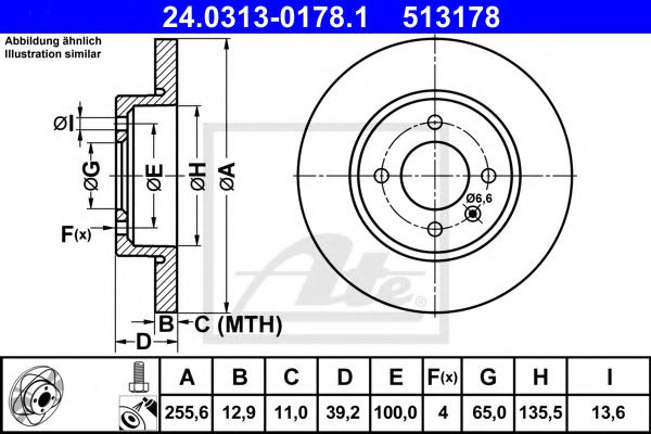 Disc frana SEAT INCA (6K9) (1995 - 2003) ATE 24.0313-0178.1 piesa NOUA