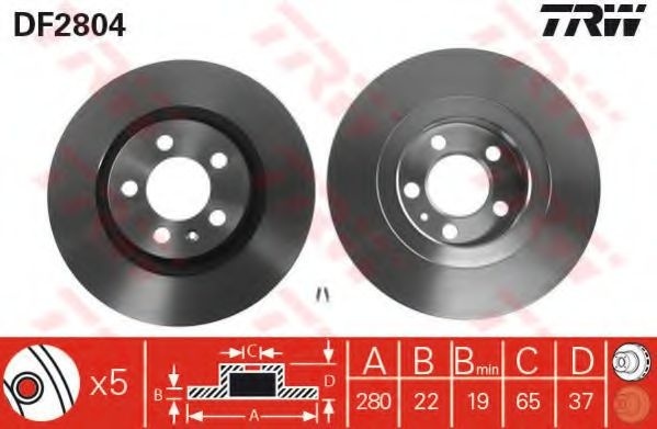 Disc frana SEAT LEON (1P1) (2005 - 2012) TRW DF2804 piesa NOUA