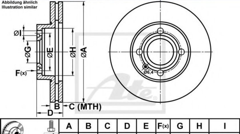 Disc frana SEAT TOLEDO I (1L) (1991 - 1999) ATE 24.0120-0123.1 piesa NOUA