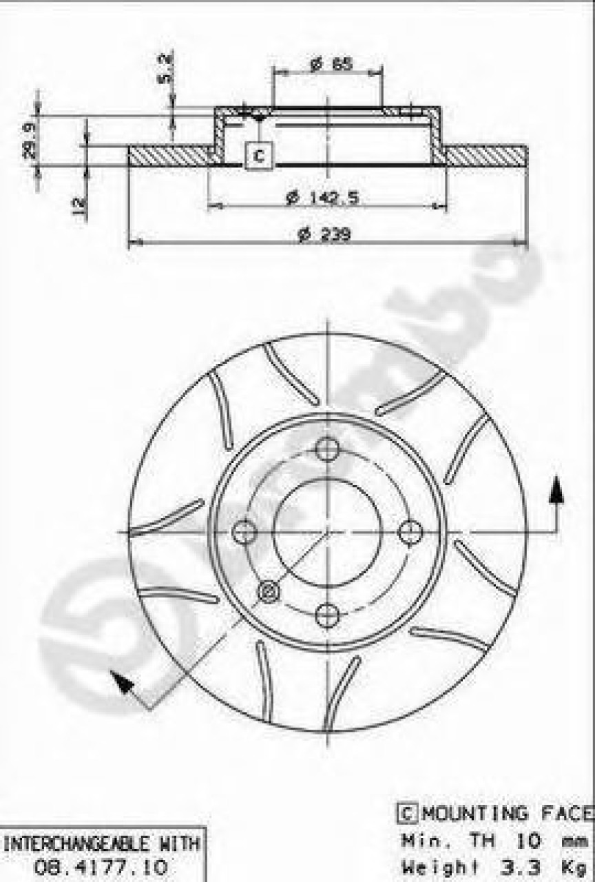 Disc frana SEAT TOLEDO I (1L) (1991 - 1999) BREMBO 08.4177.75 piesa NOUA