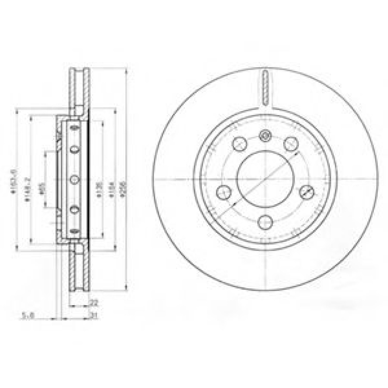 Disc frana SEAT TOLEDO II (1M2) (1998 - 2006) DELPHI BG3611 piesa NOUA