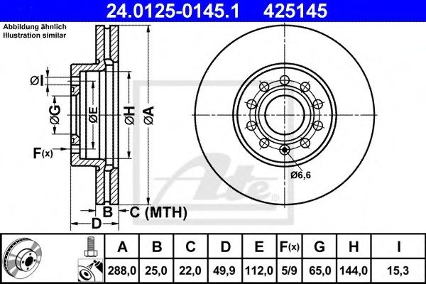 Disc frana SEAT TOLEDO III (5P2) (2004 - 2009) ATE 24.0125-0145.1 piesa NOUA