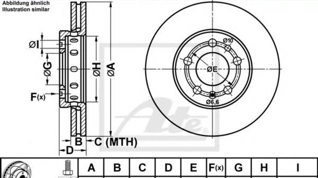 Disc frana SEAT TOLEDO IV (KG3) (2012 - 2016) ATE 24.0322-0151.1 piesa NOUA