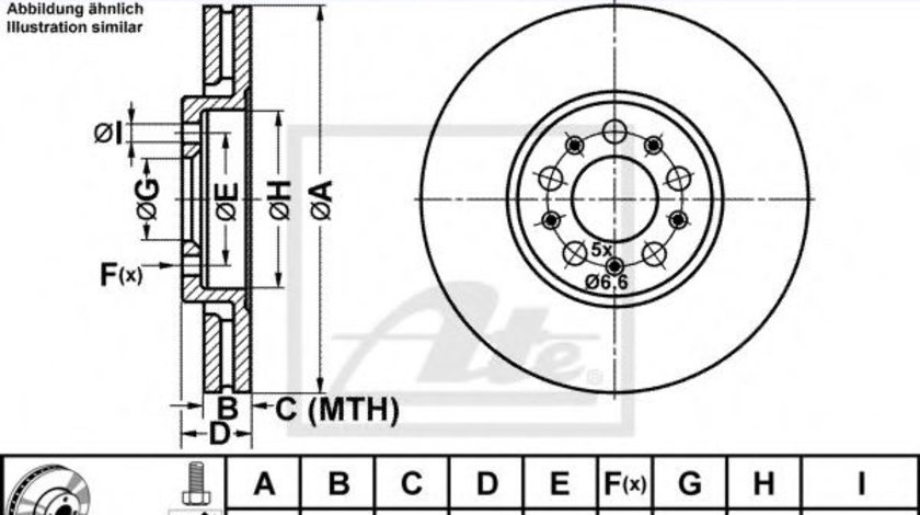 Disc frana SEAT TOLEDO IV (KG3) (2012 - 2016) ATE 24.0125-0113.1 piesa NOUA