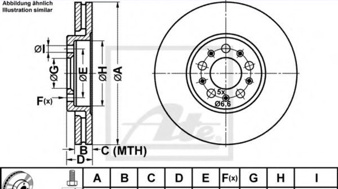 Disc frana SKODA FABIA II Combi (2007 - 2014) ATE 24.0125-0113.1 piesa NOUA