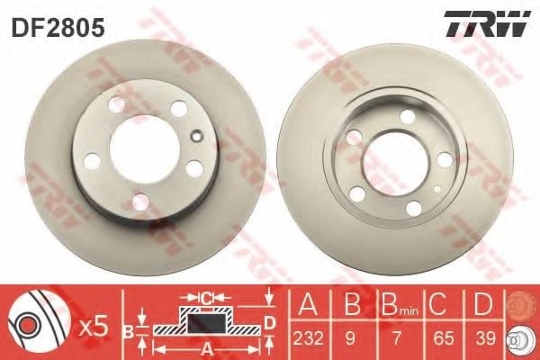 Disc frana SKODA OCTAVIA I (1U2) (1996 - 2010) TRW DF2805 piesa NOUA