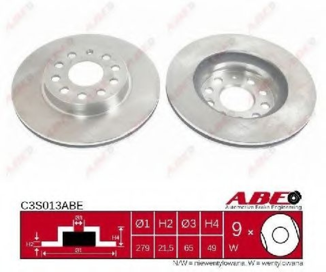 Disc frana SKODA OCTAVIA II (1Z3) (2004 - 2013) ABE C3S013ABE piesa NOUA