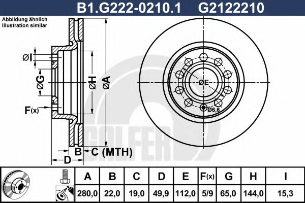 Disc frana SKODA OCTAVIA II (1Z3) (2004 - 2013) GALFER B1.G222-0210.1 piesa NOUA