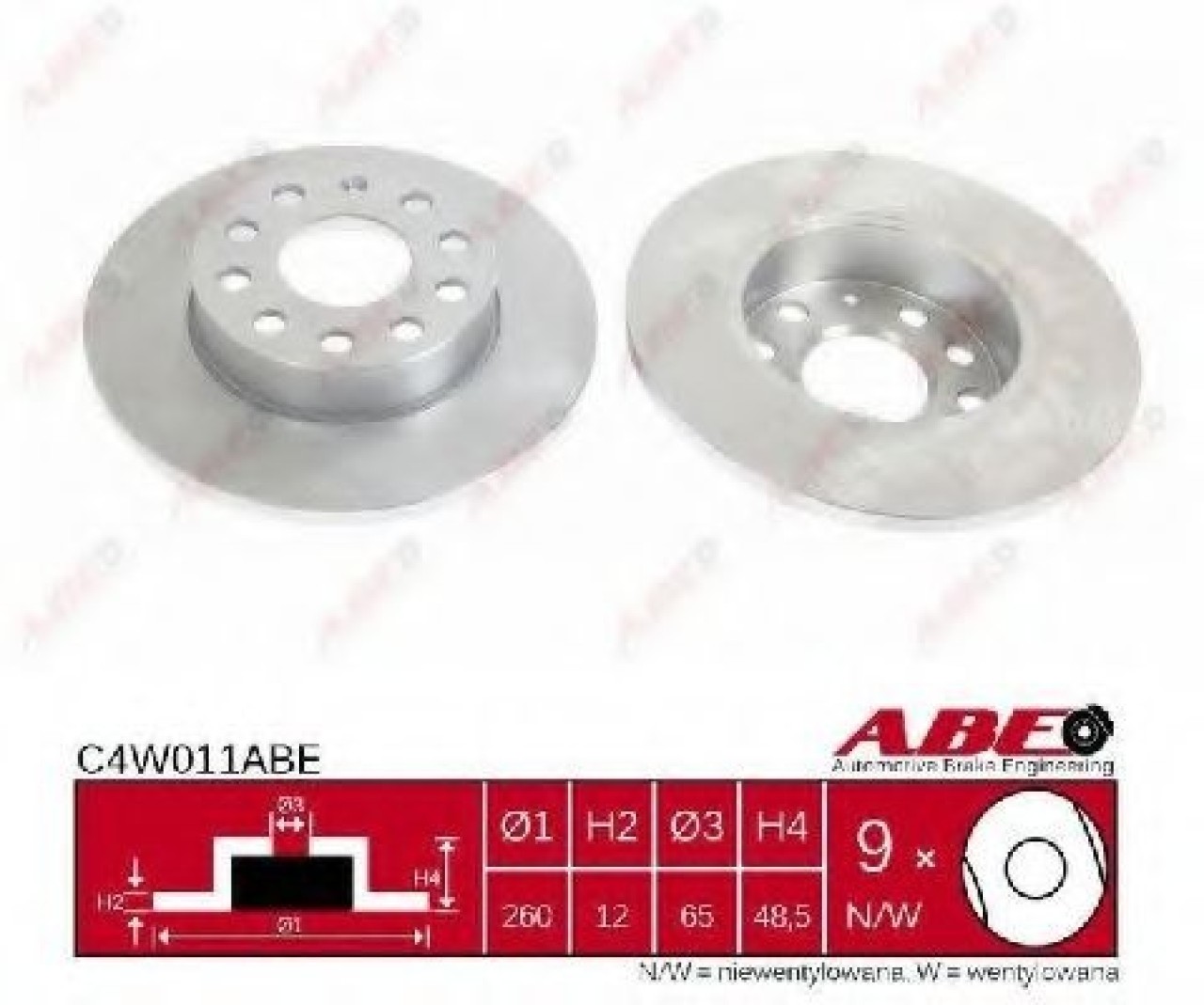 Disc frana SKODA SUPERB II (3T4) (2008 - 2015) ABE C4W011ABE piesa NOUA