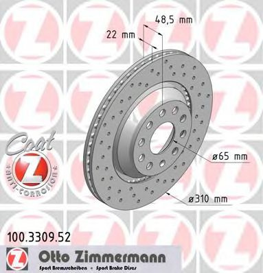 Disc frana SKODA SUPERB II Combi (3T5) (2009 - 2015) ZIMMERMANN 100.3309.52 piesa NOUA