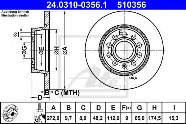 Disc frana SKODA YETI (5L) (2009 - 2016) ATE 24.0310-0356.1 piesa NOUA