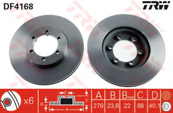 Disc frana SSANGYONG MUSSO SPORTS (2004 - 2016) TRW DF4168 piesa NOUA