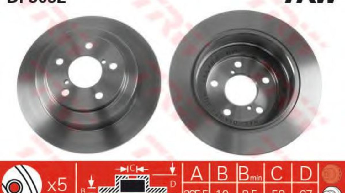 Disc frana SUBARU FORESTER (SG) (2002 - 2016) TRW DF3092 piesa NOUA