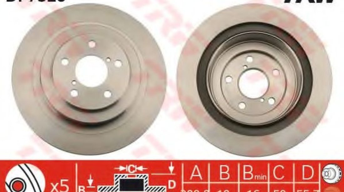 Disc frana SUBARU FORESTER (SH) (2008 - 2016) TRW DF7328 piesa NOUA