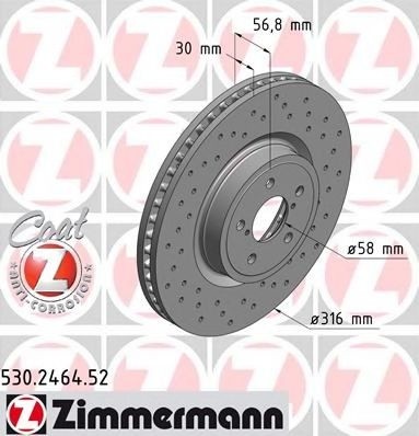 Disc frana SUBARU FORESTER (SJ) (2013 - 2016) ZIMMERMANN 530.2464.52 piesa NOUA