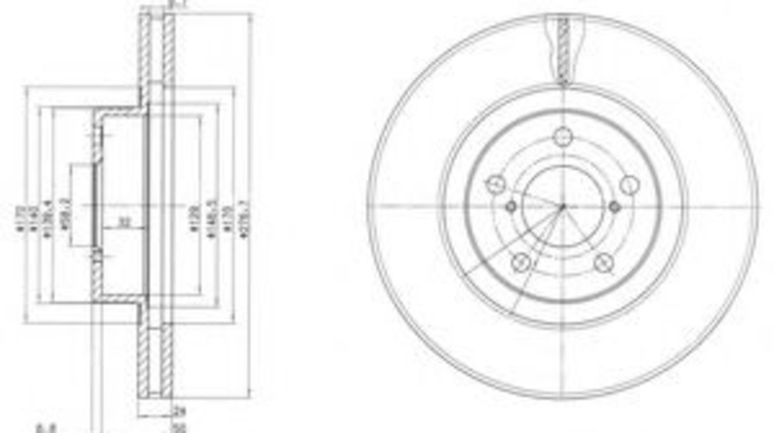 Disc frana SUBARU IMPREZA Hatchback (GR, GH, G3) (2007 - 2016) DELPHI BG2827C piesa NOUA