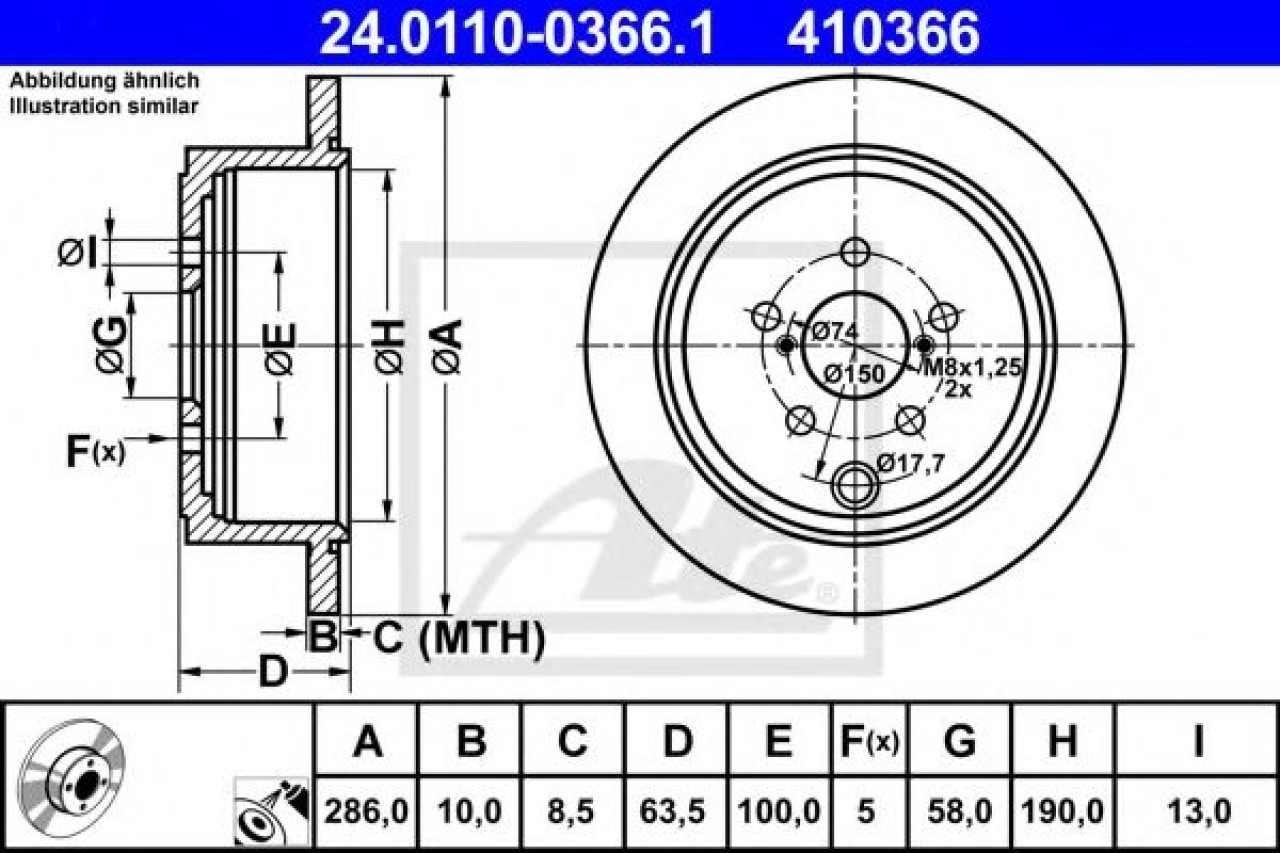 Disc frana SUBARU IMPREZA Hatchback (GR, GH, G3) (2007 - 2016) ATE 24.0110-0366.1 piesa NOUA