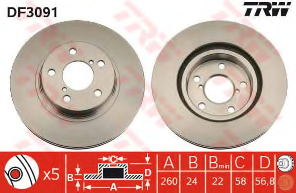 Disc frana SUBARU IMPREZA Hatchback (GR, GH, G3) (2007 - 2016) TRW DF3091 piesa NOUA