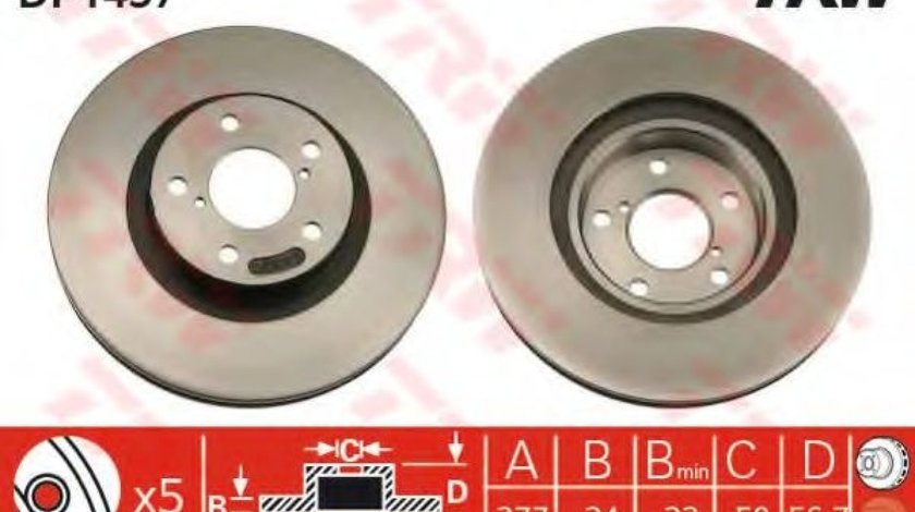 Disc frana SUBARU IMPREZA Limuzina (GD) (1999 - 2016) TRW DF1437 piesa NOUA