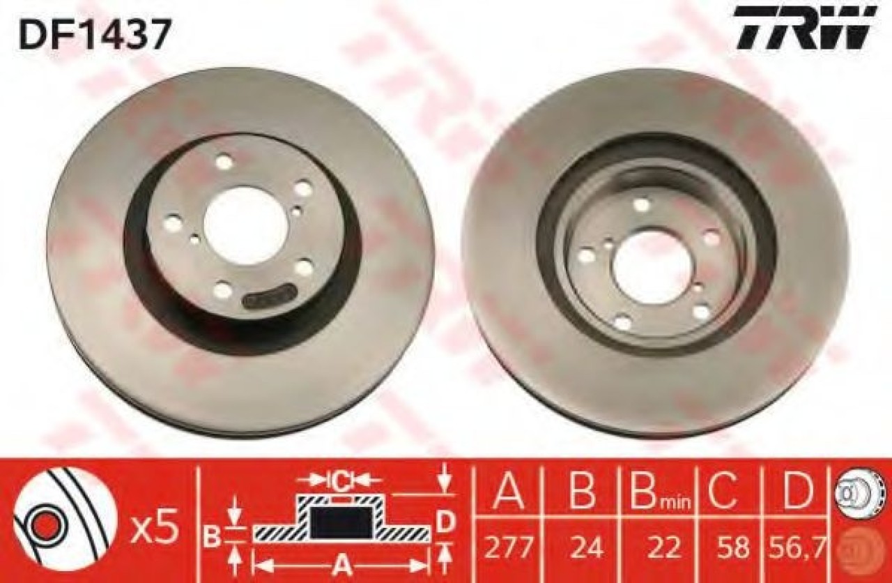 Disc frana SUBARU LEGACY III Combi (BE, BH) (1998 - 2003) TRW DF1437 piesa NOUA