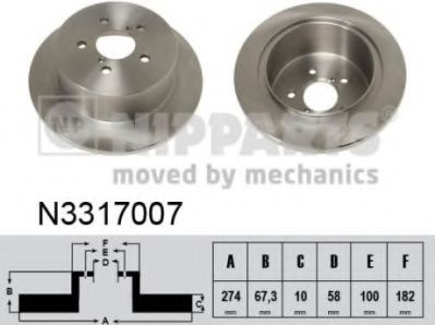 Disc frana SUBARU LEGACY IV (BL, BP) (2003 - 2016) NIPPARTS N3317007 piesa NOUA