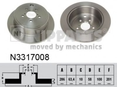 Disc frana SUBARU LEGACY V (BM, BR) (2009 - 2016) NIPPARTS N3317008 piesa NOUA