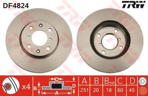 Disc frana SUZUKI SPLASH (2008 - 2016) TRW DF4824 piesa NOUA