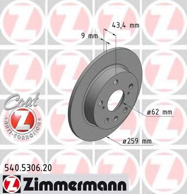 Disc frana SUZUKI SX4 S-Cross (2013 - 2016) ZIMMERMANN 540.5306.20 piesa NOUA