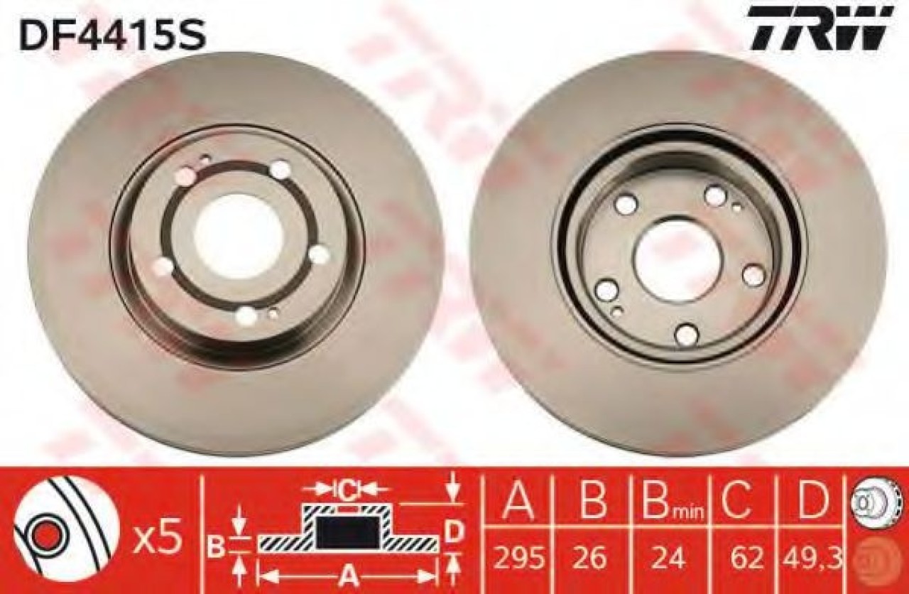 Disc frana TOYOTA AVENSIS Combi (T25) (2003 - 2008) TRW DF4415S piesa NOUA